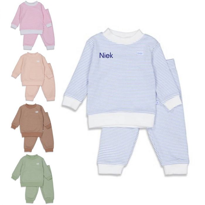 Feetje Pyjama met naam Wafel Lichtblauw