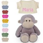 Aap knuffel met naam geborduurd | 14 kleuren | T-shirt Ecru