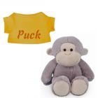 Aap knuffel met naam geborduurd T-shirt Oker