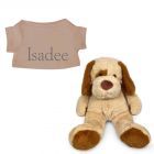 Hond knuffel met naam geborduurd T-shirt Pinkstone
