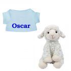 Schaap Texel knuffel met naam geborduurd T-shirt Lichtblauw