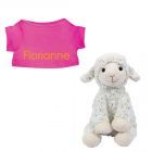 Schaap Texel knuffel met naam geborduurd T-shirt Fuchsia