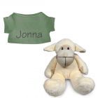 Schaap knuffel met naam geborduurd T-shirt Stonegreen