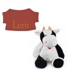 Koe knuffel met naam geborduurd T-shirt koper