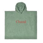 Poncho met naam geborduurd | Stone Green