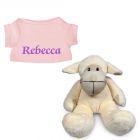 Schaap knuffel met naam geborduurd T-shirt Blush