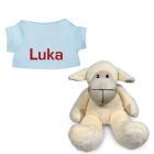 Schaap knuffel met naam geborduurd T-shirt Lichtblauw