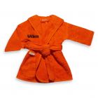 Kinderbadjas met naam geborduurd | Oranje