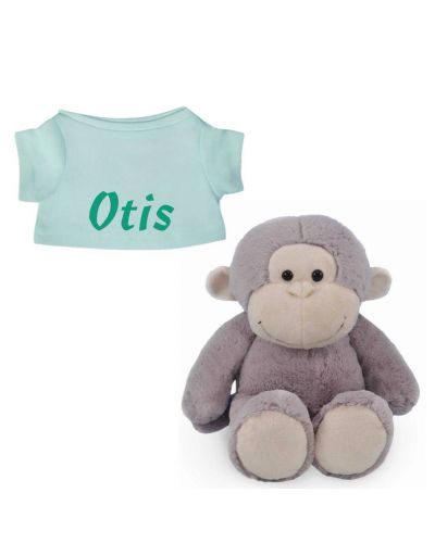 Aap knuffel met naam geborduurd T-shirt Mint