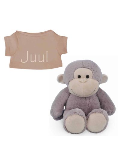 Aap knuffel met naam geborduurd T-shirt Pinkstone