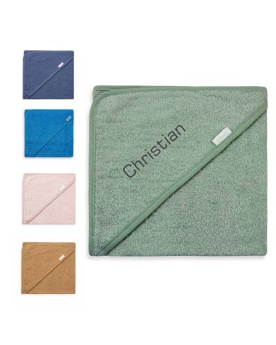 Badcape met naam geborduurd | 21 kleuren | Stone Green