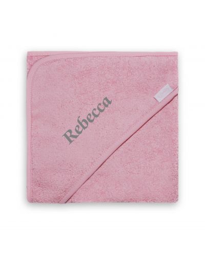 Badcape XL met naam geborduurd | Lichtroze