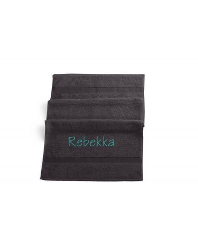 Badlaken met naam geborduurd | Antraciet | 70x140 | Clarysse
