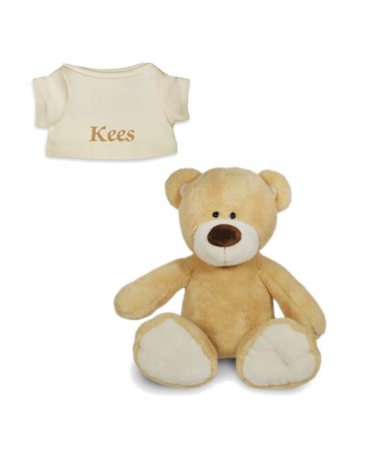 Knuffelbeer met naam | Teddy | Ecru t-shirt