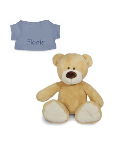 Knuffelbeer met naam | Teddy | Greyblue t-shirt