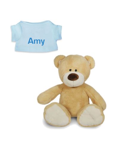 Knuffelbeer met naam | Teddy | Lichtblauw t-shirt