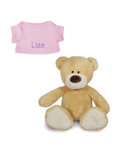 Knuffelbeer met naam | Teddy | Lichtroze t-shirt