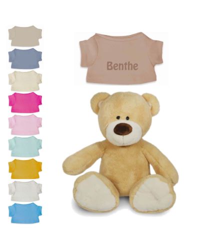 Knuffelbeer met naam geborduurd | Teddy | Old Pink t-shirt