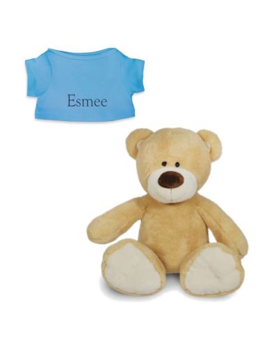 Knuffelbeer met naam | Teddy | Turquoise t-shirt
