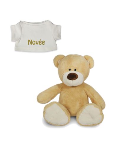 Knuffelbeer met naam | Teddy | Wit t-shirt