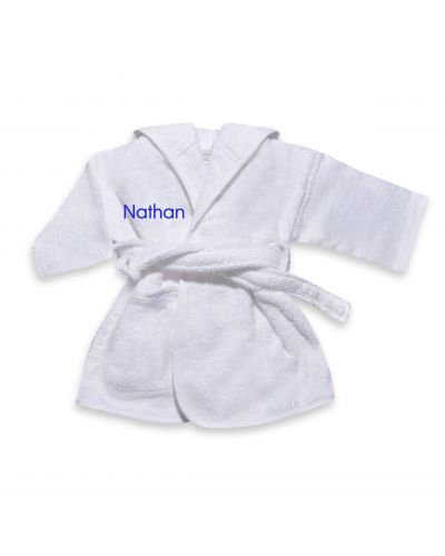 Kinderbadjas met naam geborduurd | Wit