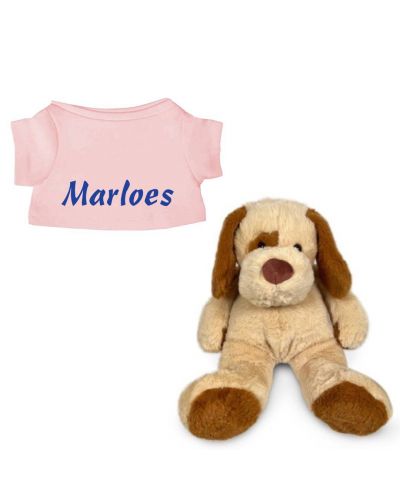 Hond knuffel met naam geborduurd T-shirt Blush