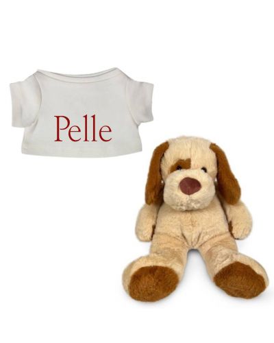 Hond knuffel met naam geborduurd T-shirt Wit