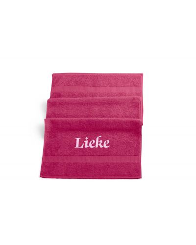 Handdoek met naam geborduurd | Fuchsia | 50x100
