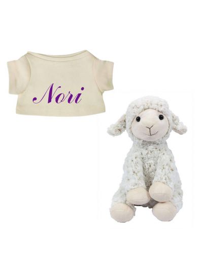 Schaap Texel knuffel met naam geborduurd T-shirt Ecru