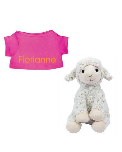 Schaap Texel knuffel met naam geborduurd T-shirt Fuchsia