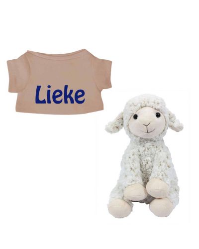 Schaap Texel knuffel met naam geborduurd T-shirt Pinkstone