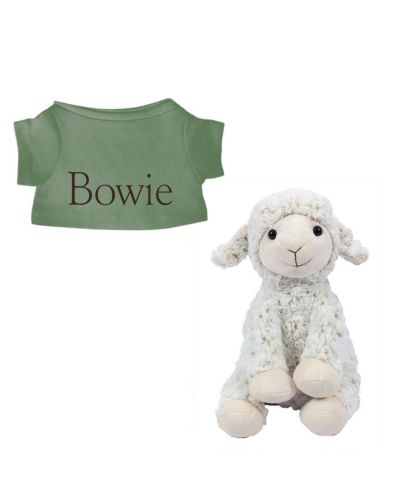 Schaap Texel knuffel met naam geborduurd T-shirt Stonegreen
