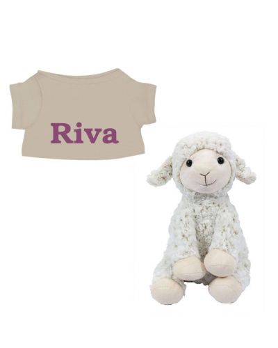 Schaap Texel knuffel met naam geborduurd T-shirt Zand