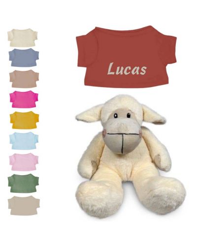 Schaap knuffel met naam geborduurd | 14 kleuren | T-shirt Koper