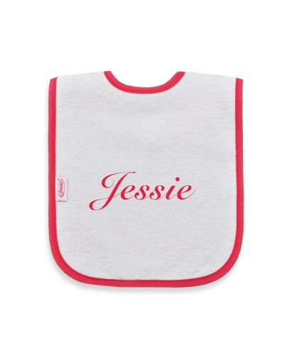 Slabbetje met naam geborduurd | Wit/Fuchsia | Funnies