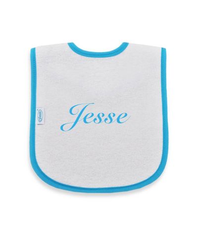 Slabbetje met naam geborduurd | Wit/Turquoise | Funnies