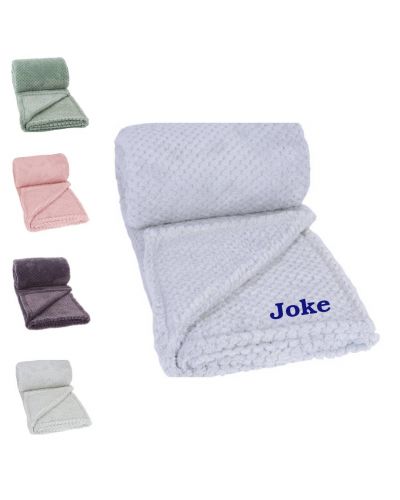 Plaid Soft Fleece met naam geborduurd | Lichtgrijs