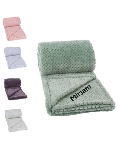 Plaid Soft Fleece met naam geborduurd | 5 kleuren | Stonegreen
