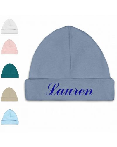 Babymutsje met naam geborduurd | Grey Blue