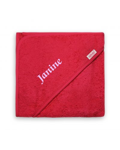 Badcape XL met naam geborduurd | Fuchsia