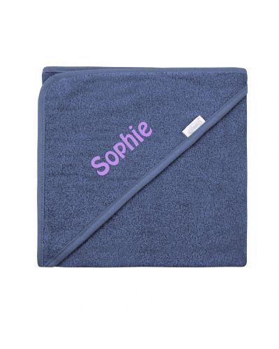 Badcape XL met naam geborduurd | Silk Blue
