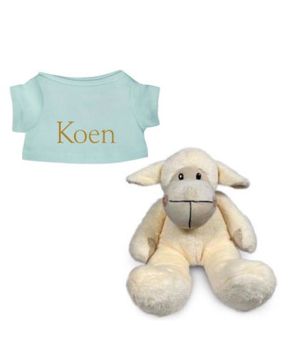 Schaap knuffel met naam geborduurd T-shirt Mintgroen