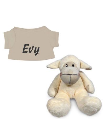 Schaap knuffel met naam geborduurd T-shirt Zand
