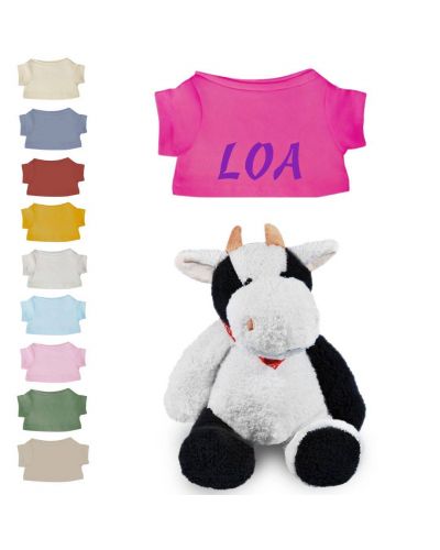 Koe knuffel met naam geborduurd | 14 kleuren | T-shirt Fuchsia