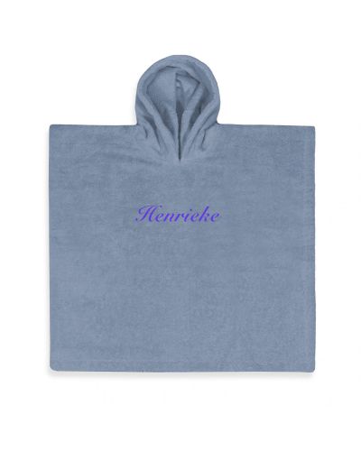 Poncho met naam geborduurd | Grey Blue