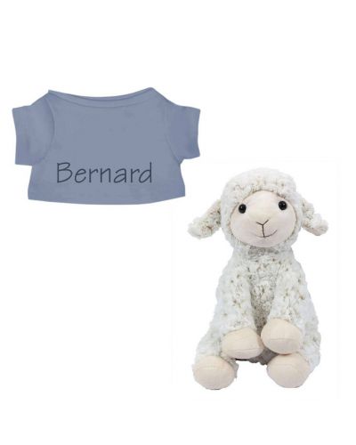Schaap Texel knuffel met naam geborduurd T-shirt Greyblue