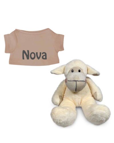 Schaap knuffel met naam geborduurd T-shirt Pinkstone