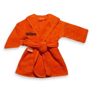 Kinderbadjas met naam geborduurd | Oranje