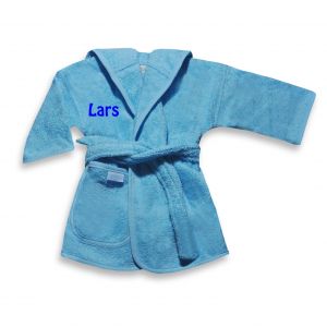 Kinderbadjas met naam geborduurd | Lichtblauw