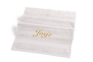 Handdoek met naam geborduurd | Wit | 50x100 | Clarysse